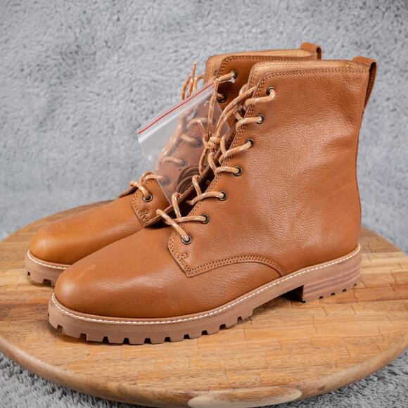 Madewell The Clair Lace Up Boot English Saddle Leather Ankle MA979 Womens 8.5 - Picture 3 of 9
